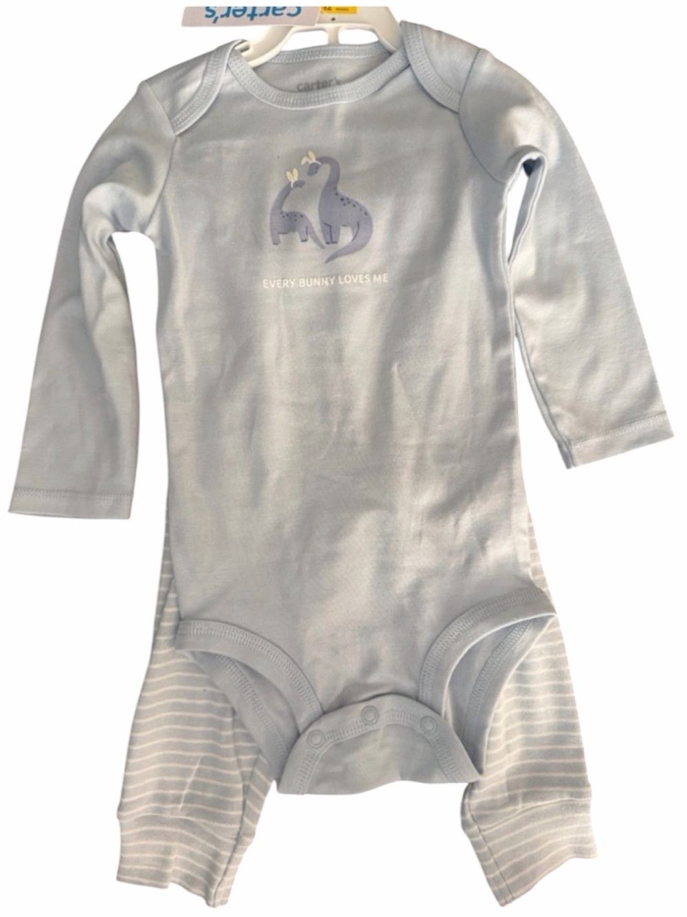 9 Months Carter’s Infant Bodysuit Pants Baby Blue Dinosaur Every Bunny Loves Me